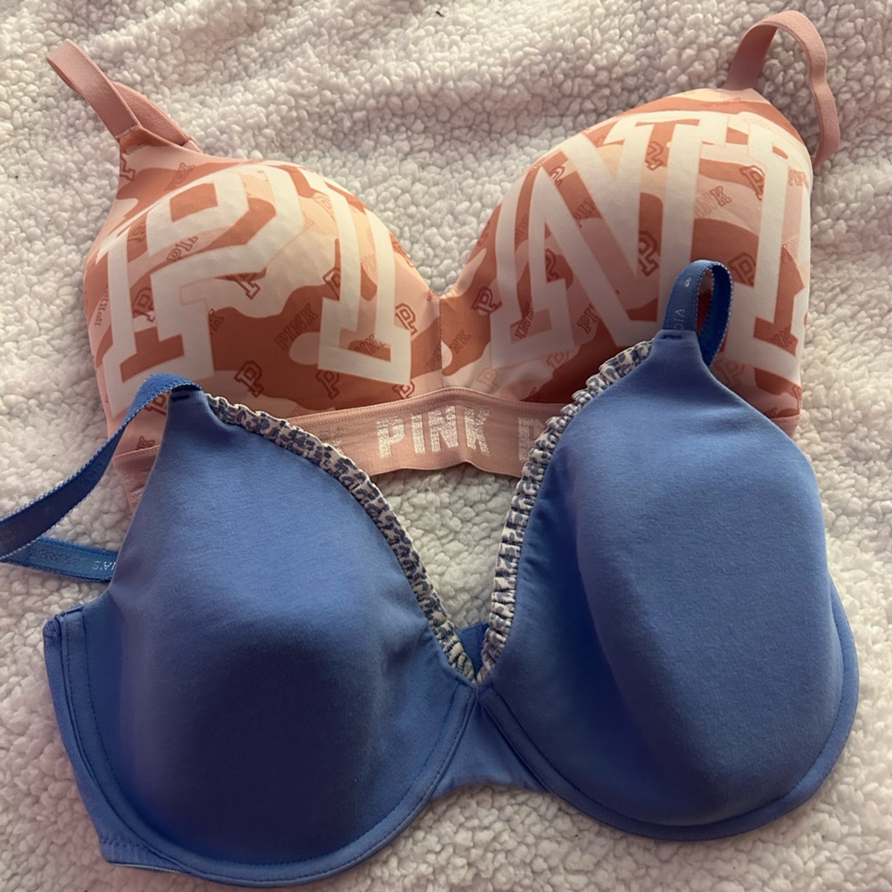 PINK Victoria's Secret Peach and Blue Bra
